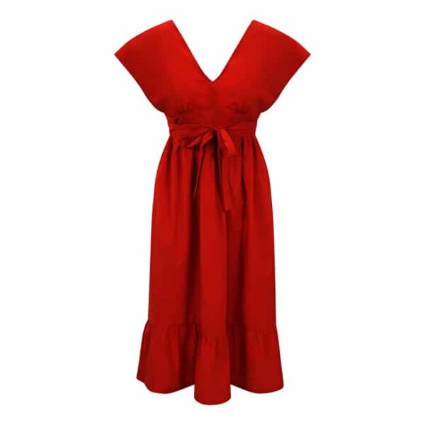 Red Rap Back Dress by Novelette Ellis